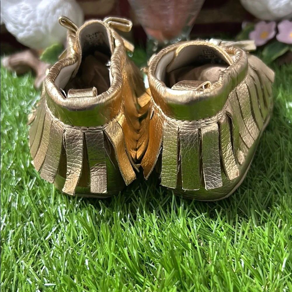 Old Navy Gold Moccasins with Decorative Bow